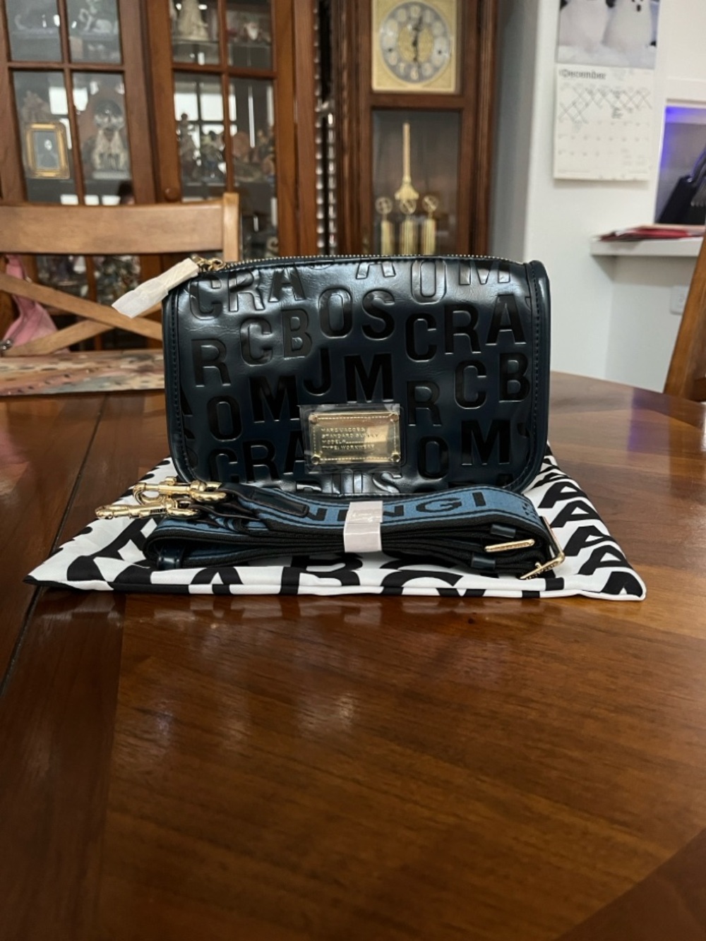 Navy & Black Embossed Logo Crossbody Bag!